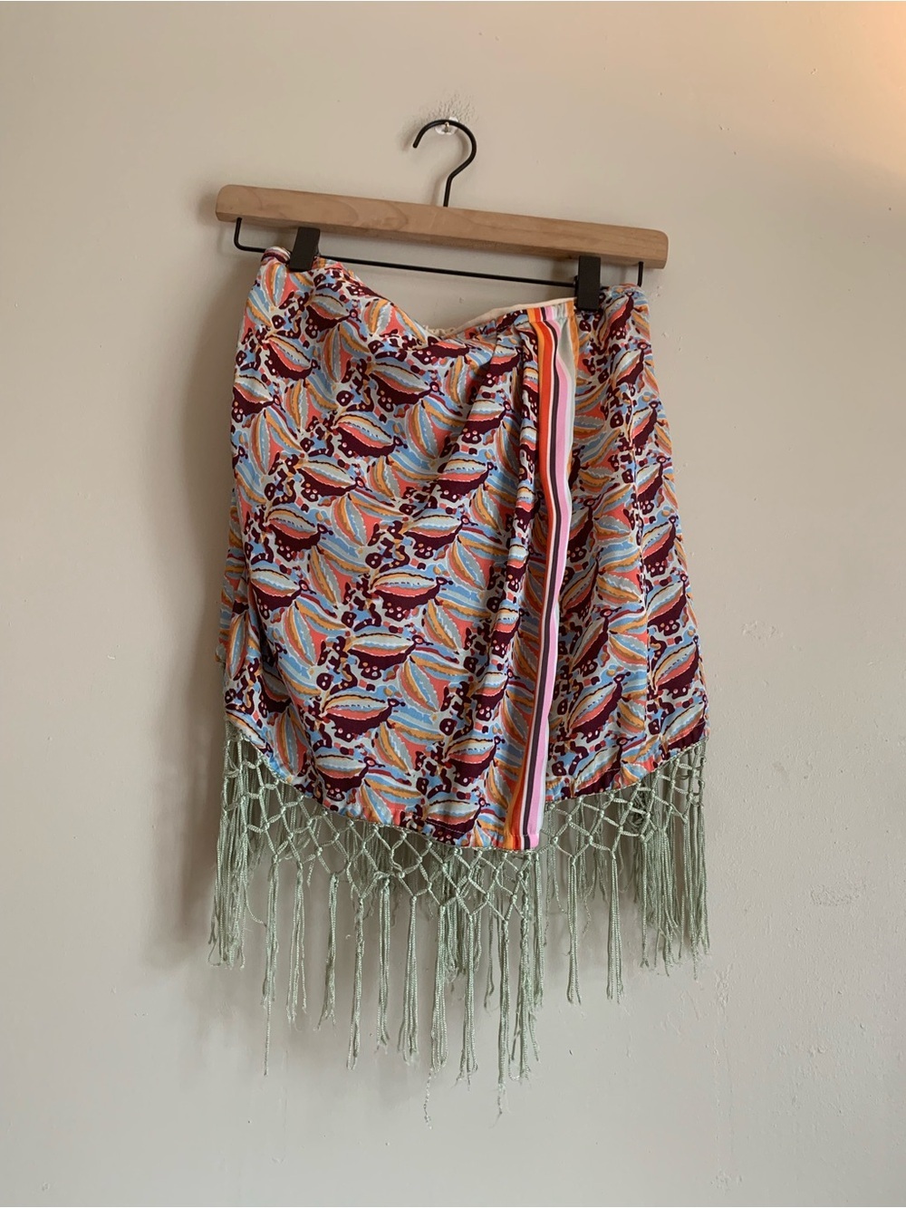 Anthropologie Multicolor Fringe Mini Skirt Beach Style Women Size Small